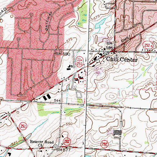Topographic Map of Town of Chili Courthouse, NY