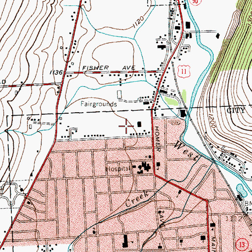 Topographic Map of Cortland Armory, NY