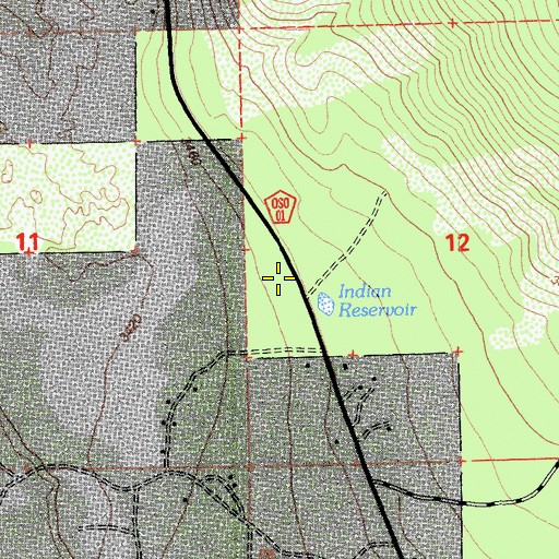 Topographic Map of Indian Reservoir, CA