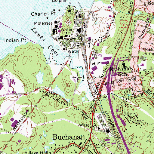 Topographic Map of Buchanan Village Wastewater Treatment Plant, NY