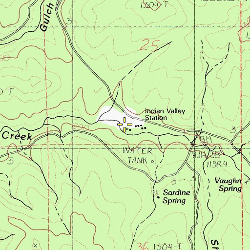 Topographic Map of Indian Valley Station, CA