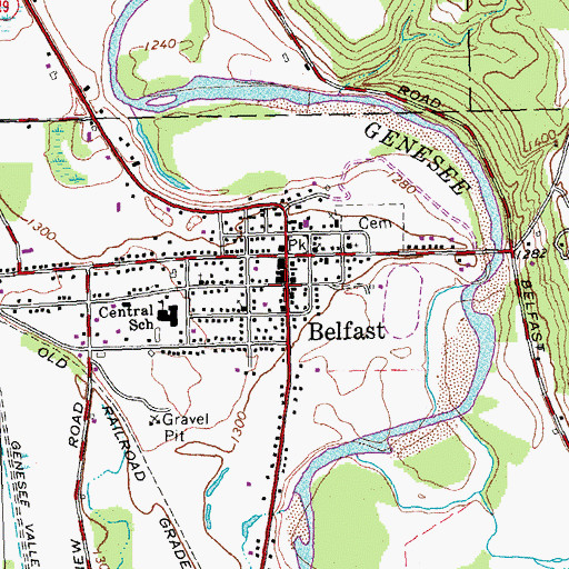 Topographic Map of Belfast Post Office, NY