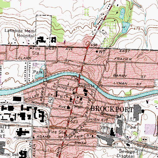 Topographic Map of Brockport Post Office, NY