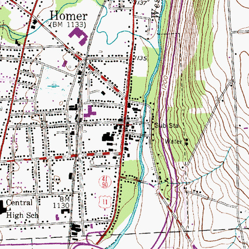 Topographic Map of Homer Post Office, NY