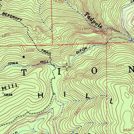 Topographic Map of Iowa Hill Ditch, CA