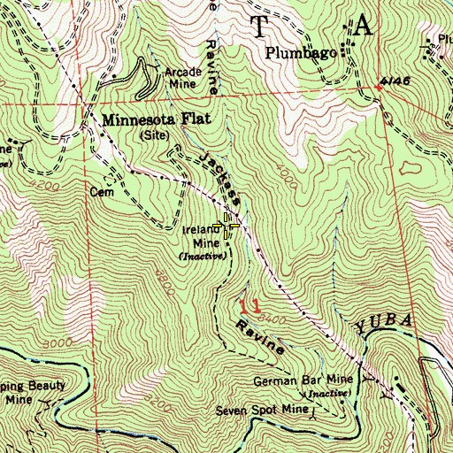 Topographic Map of Ireland Mine, CA