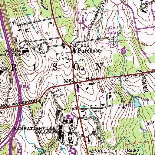 Topographic Map of Purchase Post Office, NY