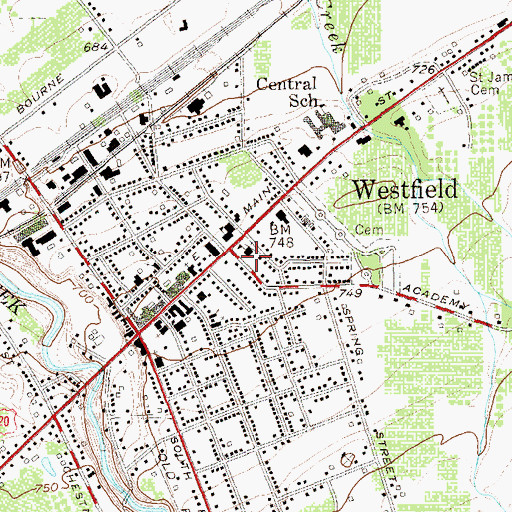 Topographic Map of Westfield Post Office, NY