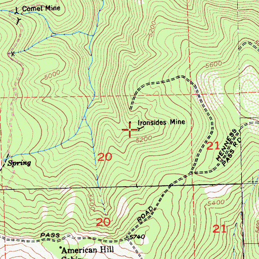 Topographic Map of Ironsides Mine, CA