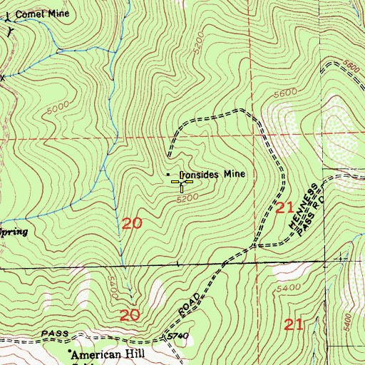 Topographic Map of Ironsides Mine, CA
