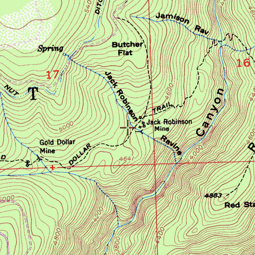 Topographic Map of Jack Robinson Mine, CA