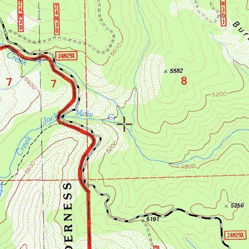 Topographic Map of Jacks Meadow Creek, CA