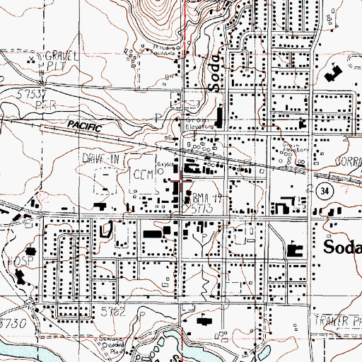 Topographic Map of Soda Springs Fire Department, ID