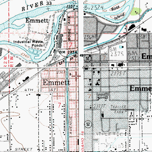 Topographic Map of Emmett Fire Department, ID