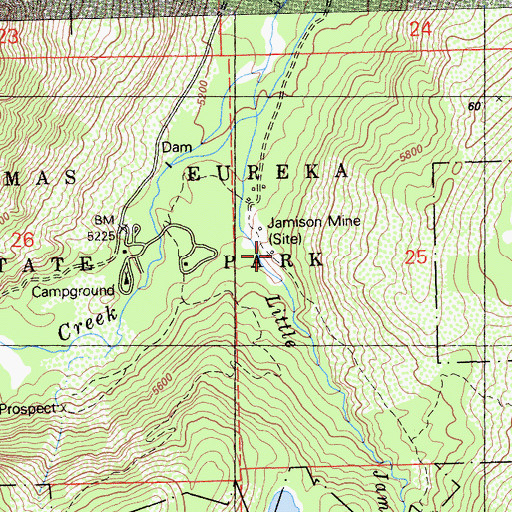 Topographic Map of Jamison Mine, CA