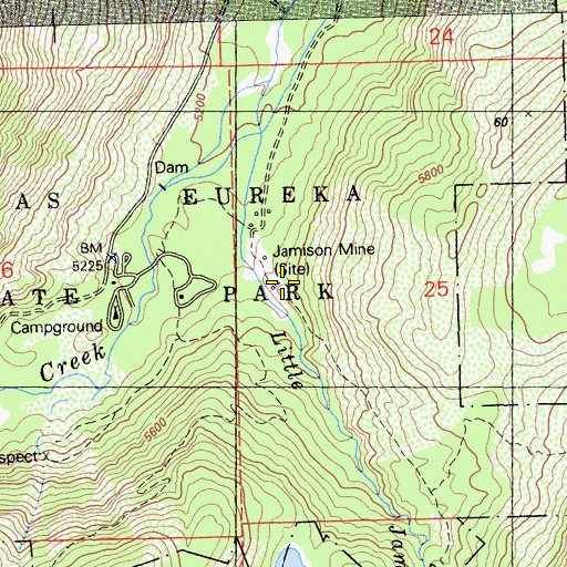 Topographic Map of Jamison Mine, CA