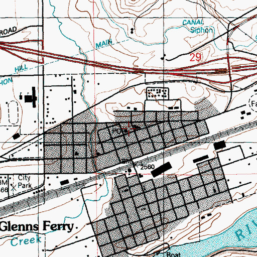 Topographic Map of Glenns Ferry Fire Department, ID