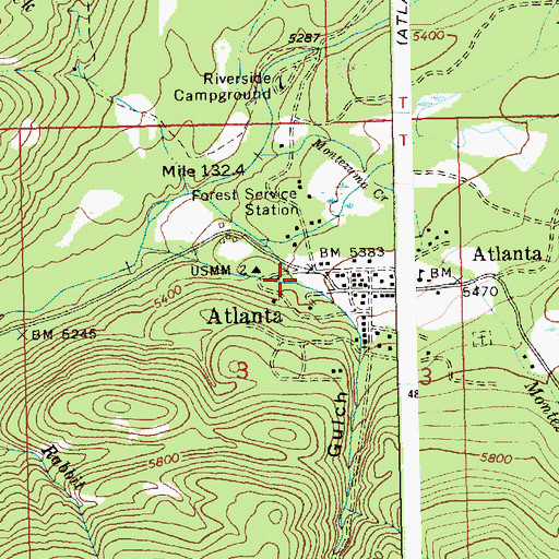 Topographic Map of Atlanta Rural Fire Protection District, ID
