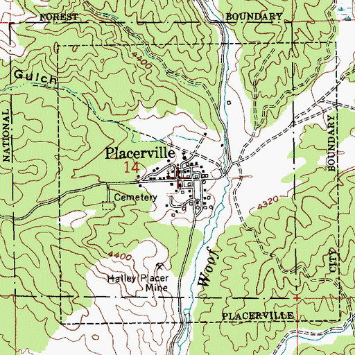 Topographic Map of Placerville Fire Protection District, ID