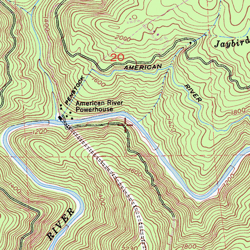 Topographic Map of Jaybird Creek, CA