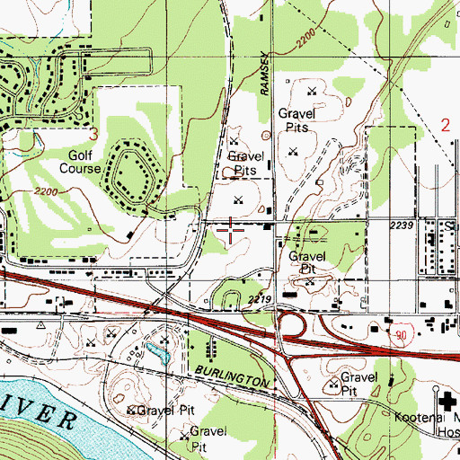 Topographic Map of Kootenai County Fire and Rescue Station 4, ID