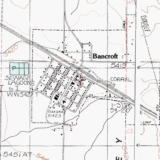Topographic Map of Bancroft Fire Department, ID
