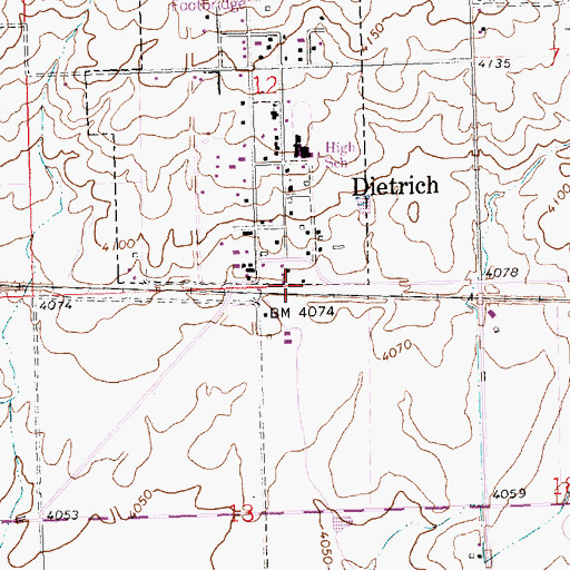 Topographic Map of Dietrich Fire District, ID