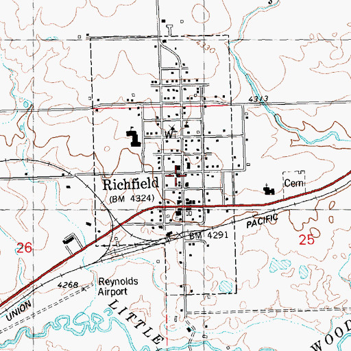 Topographic Map of Richfield Fire Protection District, ID