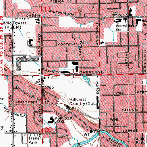 Topographic Map of Boise City Fire Department Station 8, ID