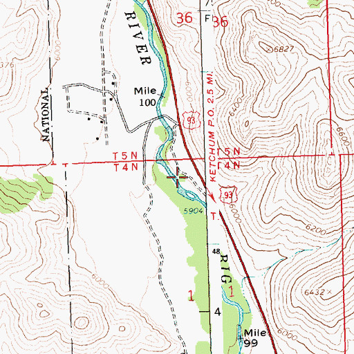 Topographic Map of Ketchum Fire Department Station 3, ID