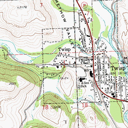 Topographic Map of Twisp Fire and Rescue, WA