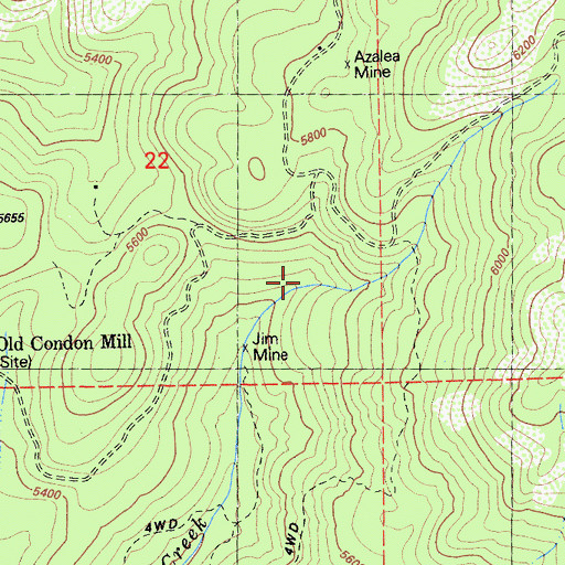 Topographic Map of Jim Mine, CA