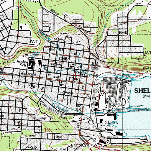 Topographic Map of Mason County Fire District 5 Shelton Fire Department, WA