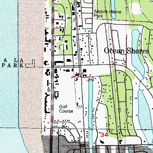 Topographic Map of City of Ocean Shores Fire and Emergency Care Department, WA