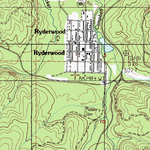 Topographic Map of Cowlitz County Fire District 4 Ryderwood, WA