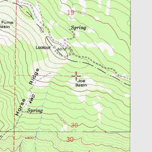 Topographic Map of Joe Basin, CA