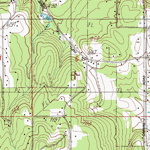 Topographic Map of Cowlitz County Fire District 3 Castle Rock Substation, WA