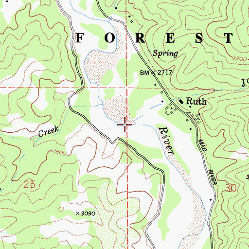 Topographic Map of Johnson Creek, CA