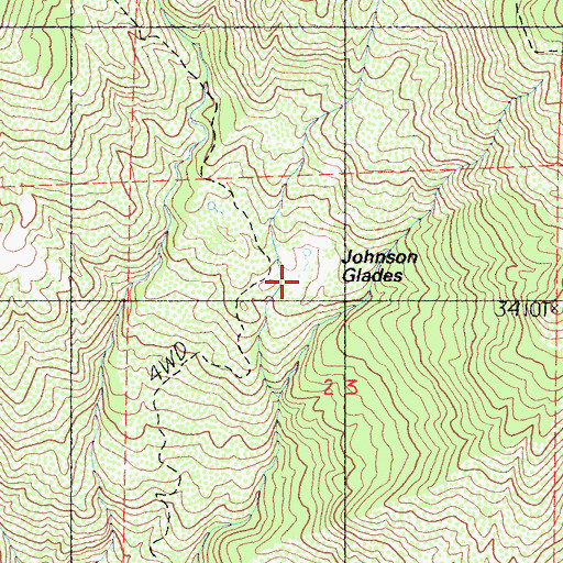 Topographic Map of Johnson Glades, CA