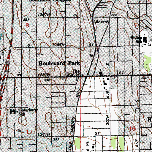 Topographic Map of North Highline Fire District Station 19, WA