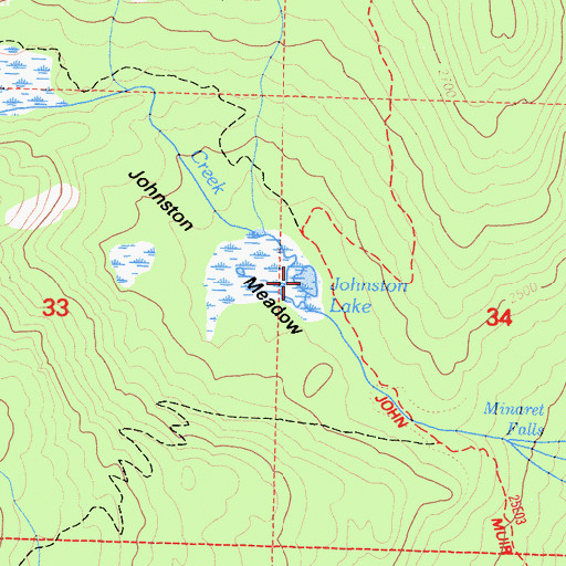 Topographic Map of Johnston Lake, CA