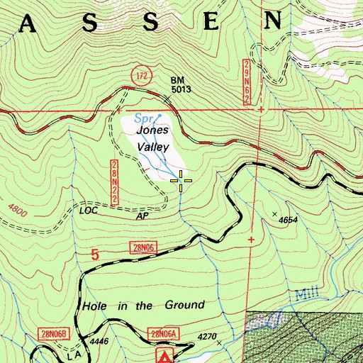 Topographic Map of Jones Valley, CA