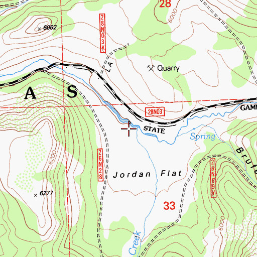Topographic Map of Jordan Creek, CA