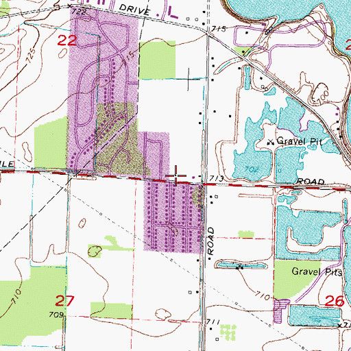 Topographic Map of Ypsilanti Township Fire Department Station 4, MI
