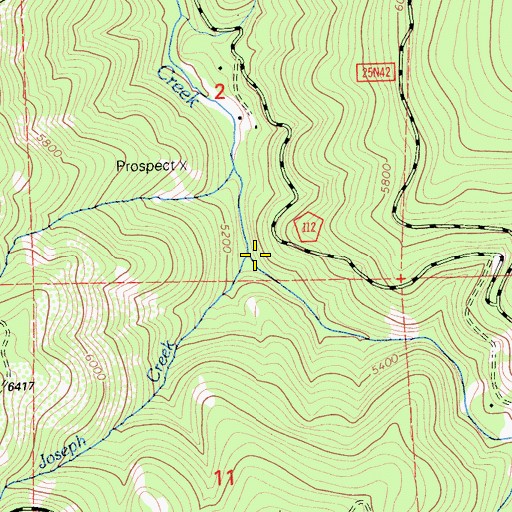 Topographic Map of Joseph Creek, CA