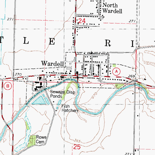 Topographic Map of Wardell Volunteer Fire Department, MO