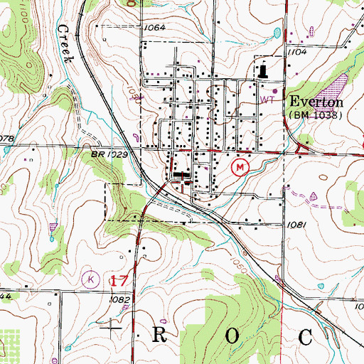Topographic Map of Everton Rural Fire Department, MO