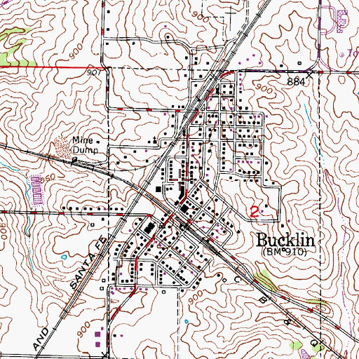 Topographic Map of Bucklin Volunteer Fire Department, MO
