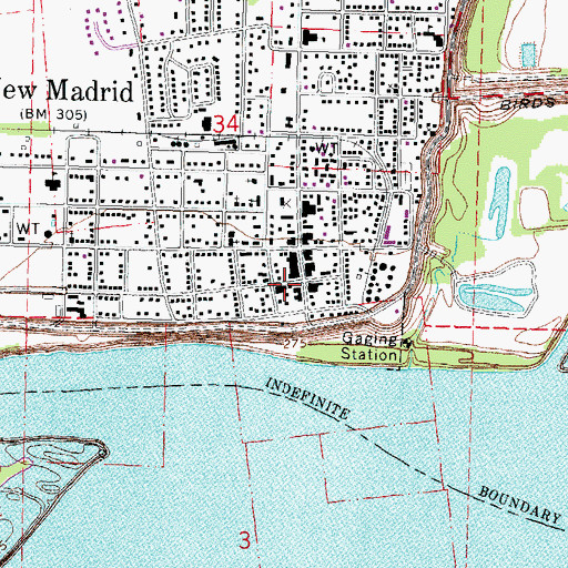 Topographic Map of New Madrid Fire Department, MO