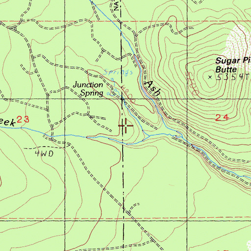 Topographic Map of Junction Spring, CA